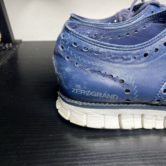 Cole Haan ZeroGrand Wingtip C23580 Blue Leather Oxford Shoes Men’s Sz 8 - Picture 2 of 10
